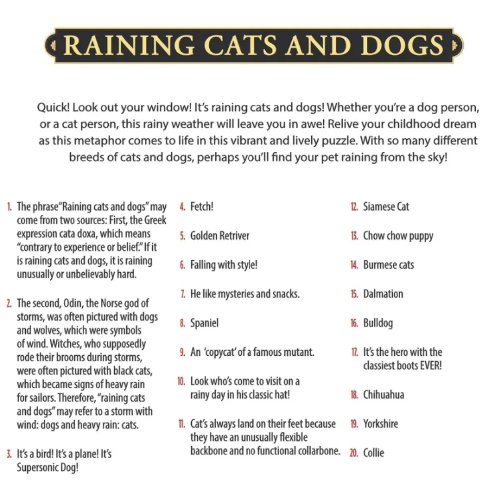 Dowdle Puzzle NEW Raining Cats and Dogs 500 Piece - Picture 6 of 9